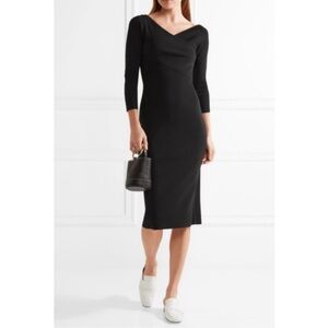 Theory Daverin Lustrate Black Sheath Midi Dress Size Small